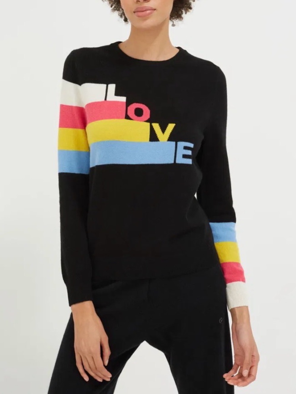 Chinti & Parker Black Sweater with Multicolor 'LOVE' Blocks